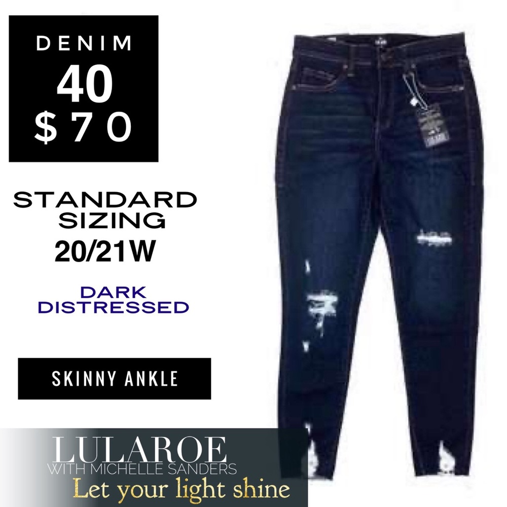 LulaRoe dark-distressed skinny ankle jeans